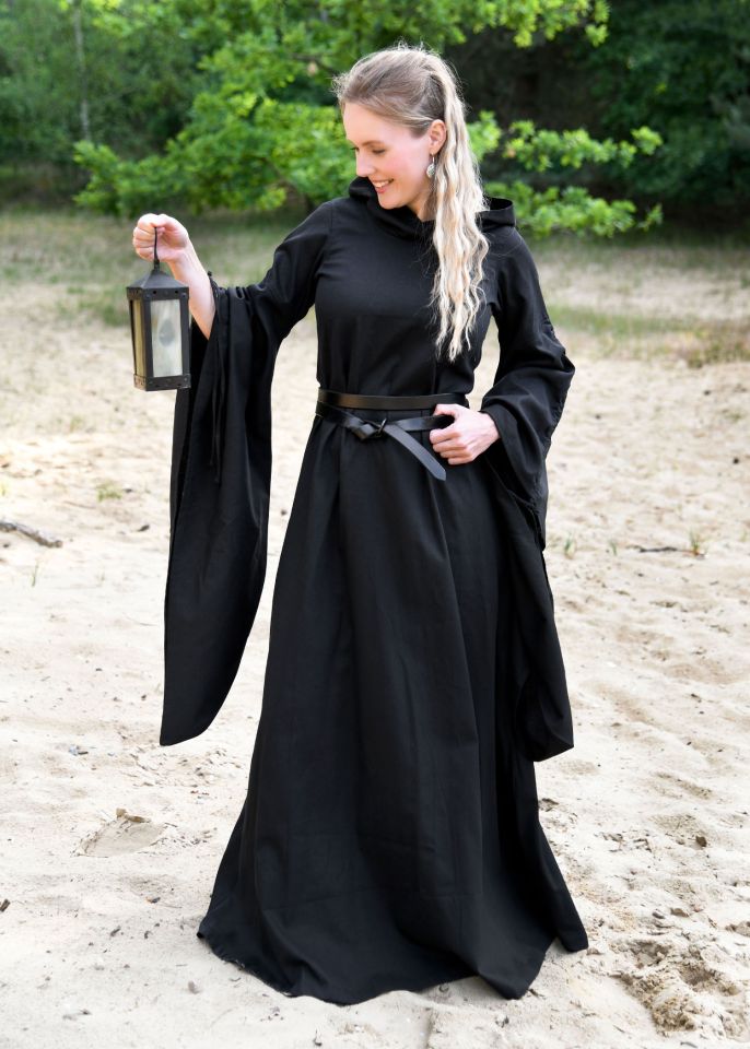 Medieval dress Isra with hood black XXL 3
