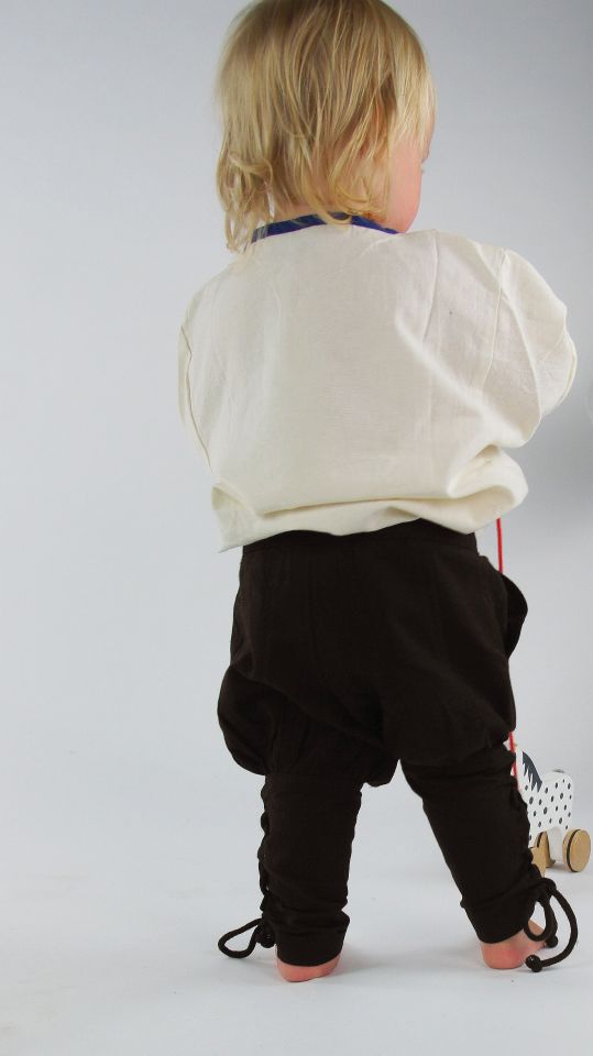 Children's trousers with brown leg lacing XS 3