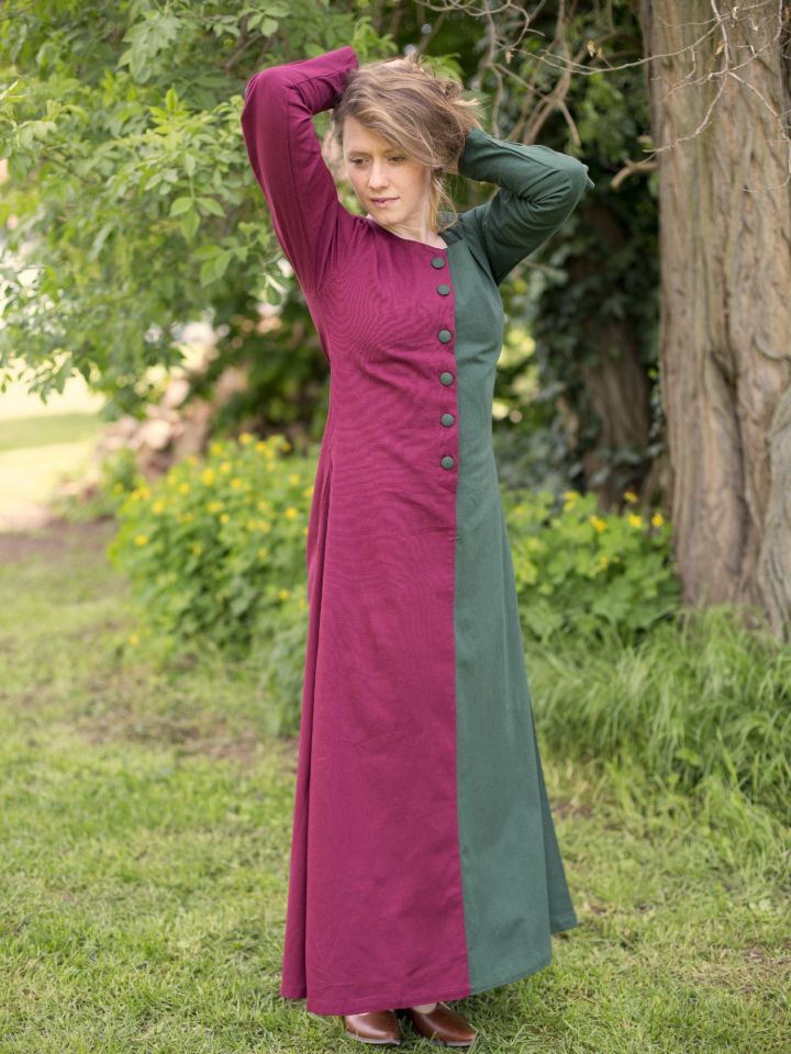 Mi-Parti medieval dress dark green/bordeaux 3