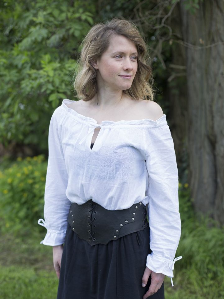 Wide leather bodice black M 3