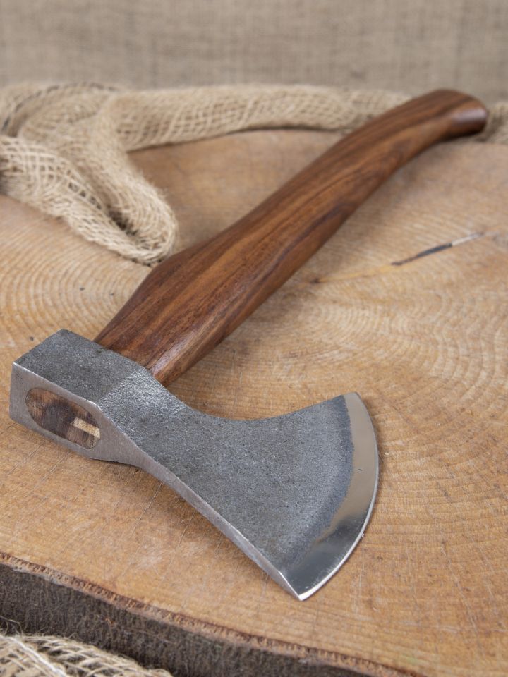 Sturdy axe with curved wooden handle 3