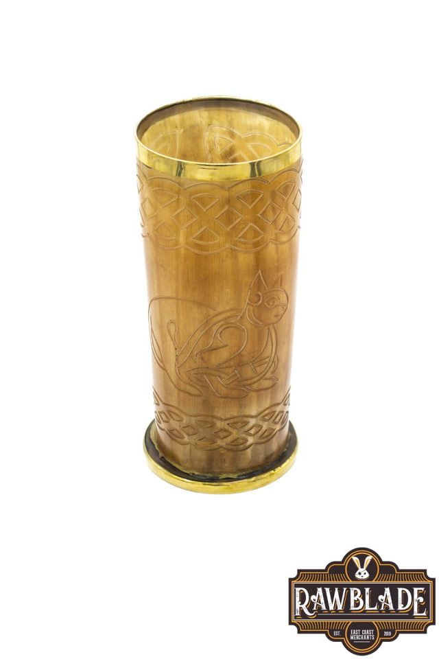 Horn mug Celtic cat 3