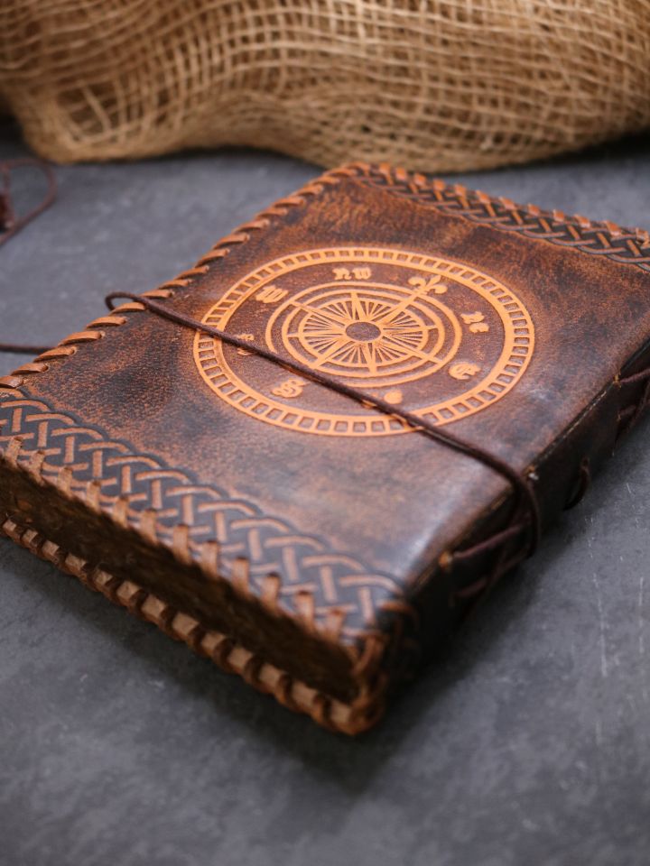 antique leather book - compass 3