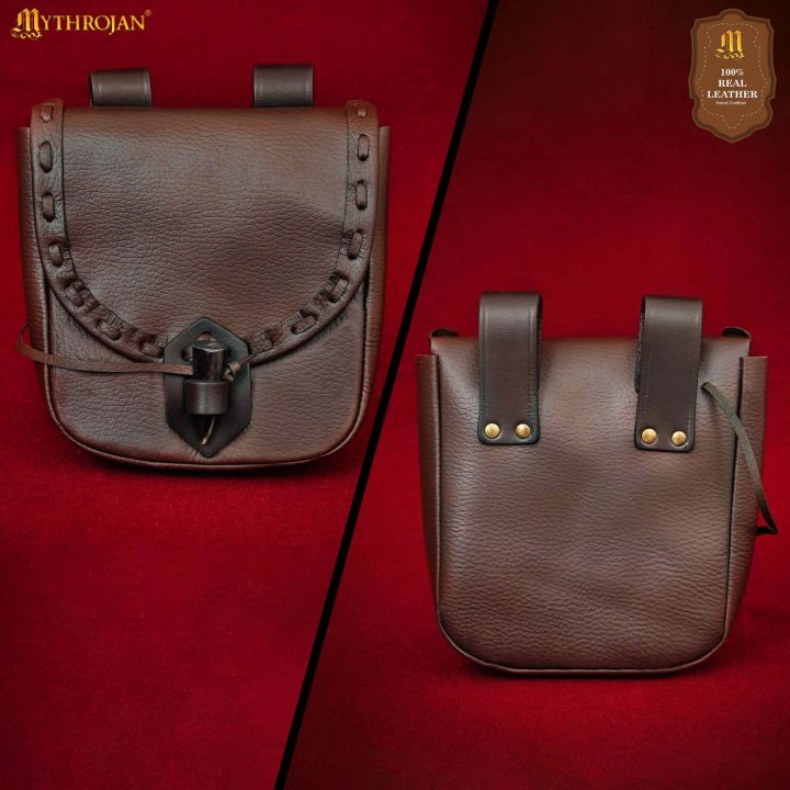 Belt pouch with horn closure brown 3