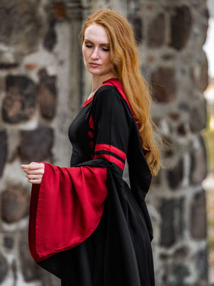 Viscose hooded dress black-red L 3