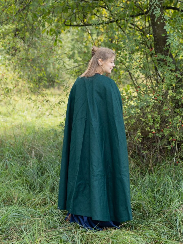 Wool cape without hood green 3