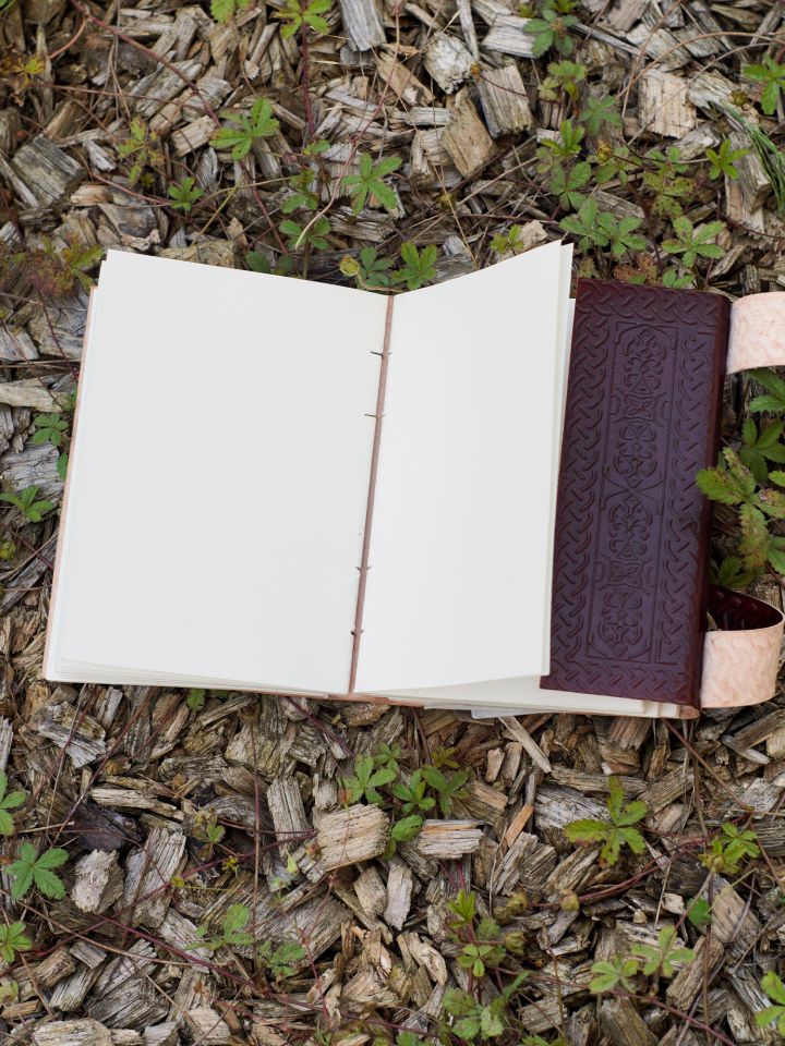 Leather book Fleur de Lys genuine leather with hook closure 3