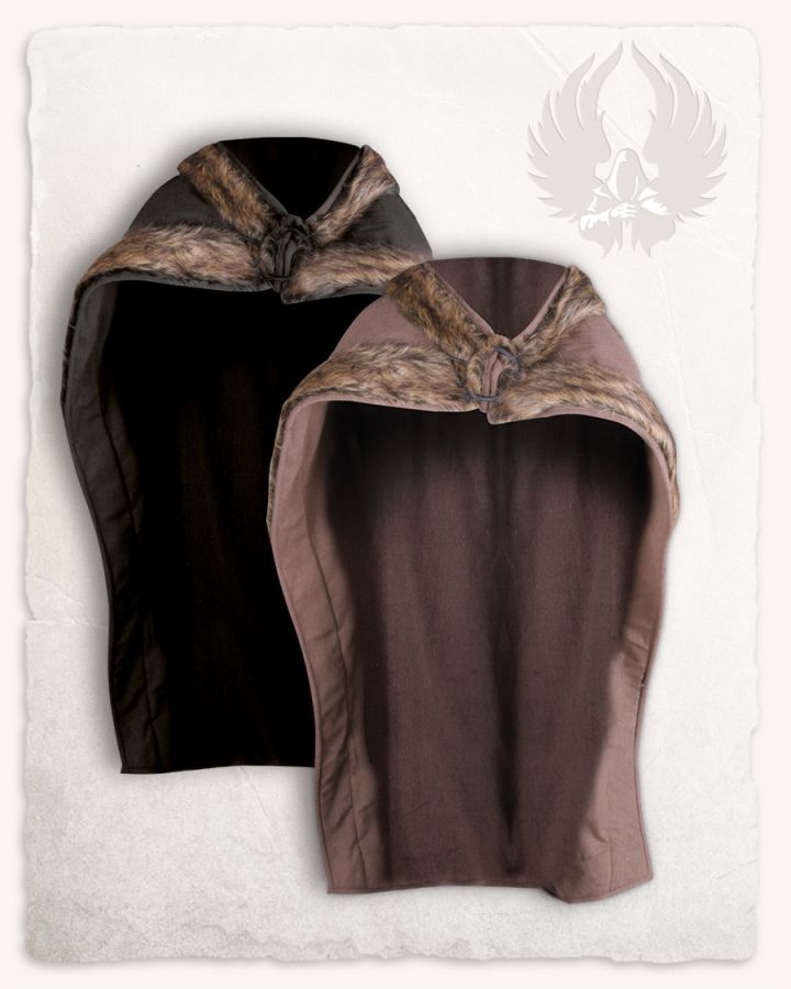 Bjorn cape with fur trim brown 3