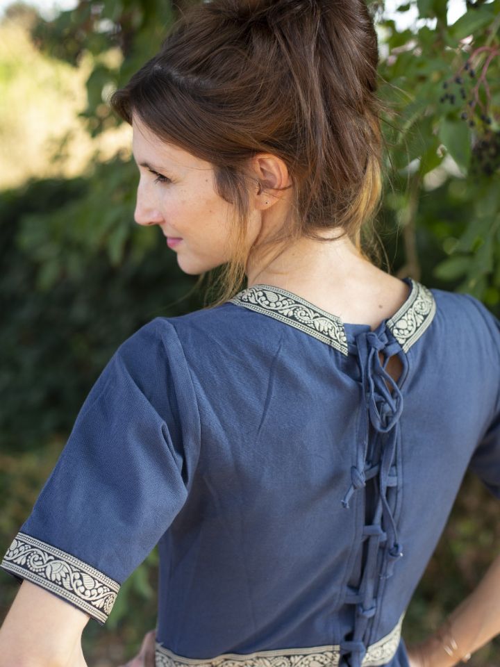 Short sleeve dress with blue border XXXL 3