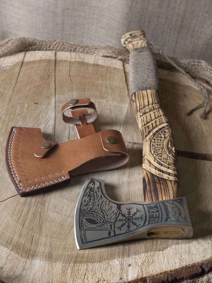 Viking axe Thor's hammer with carvings 3