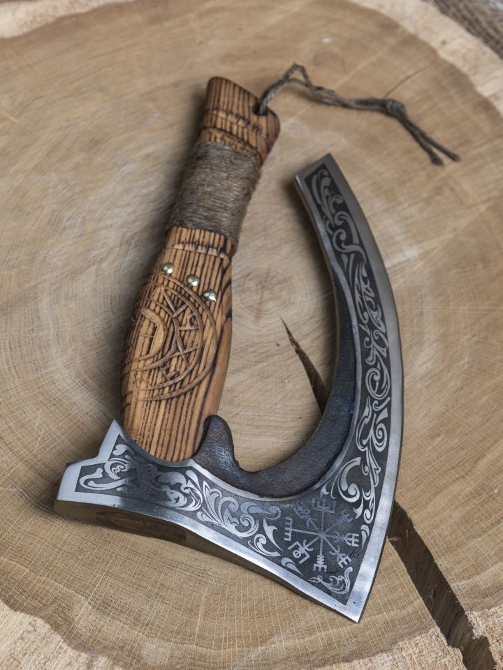 Large Viking pizza axe with decorations 3