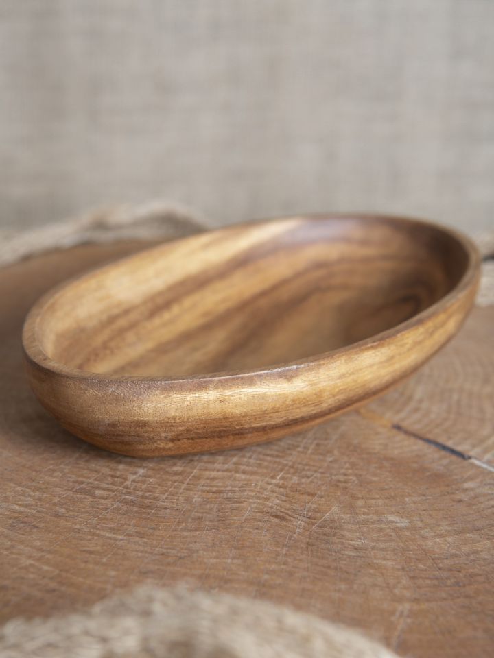 oval wooden bowl 30 cm 3