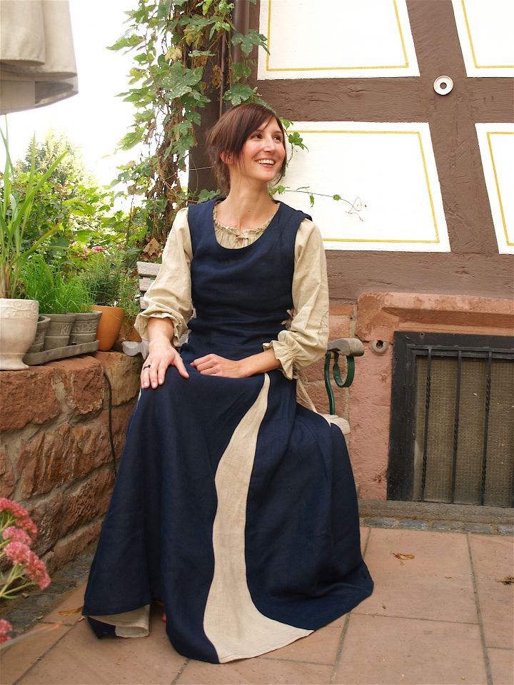 Sleeveless linen dress blue L 3