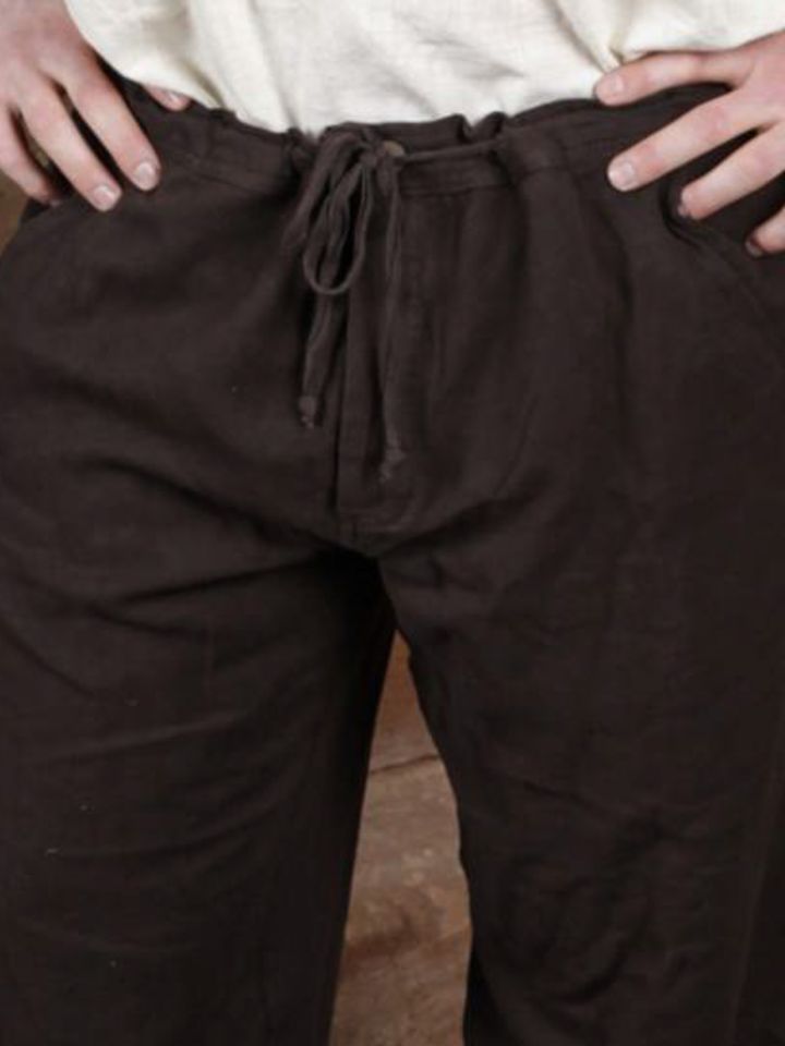 Cotton trousers with lacing dark brown S 3
