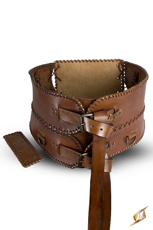 Wide leather belt black 3