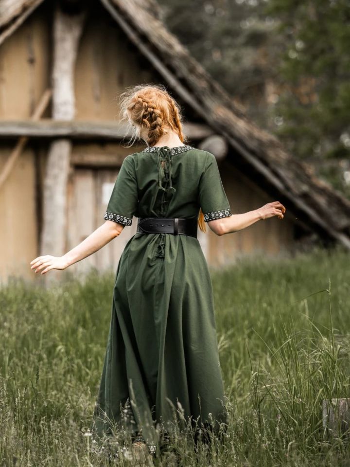 Short sleeve dress with border dark green XXL 3