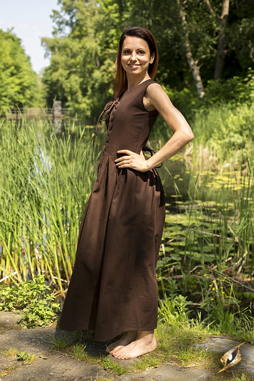 Simple lace-up dress dark brown 3