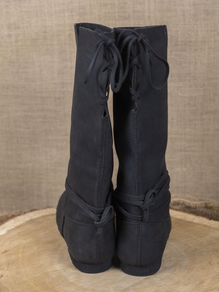 Viking boots Ole made from black nubuck leather 3