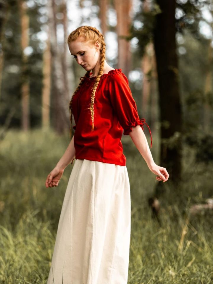 Red cotton summer blouse S 3