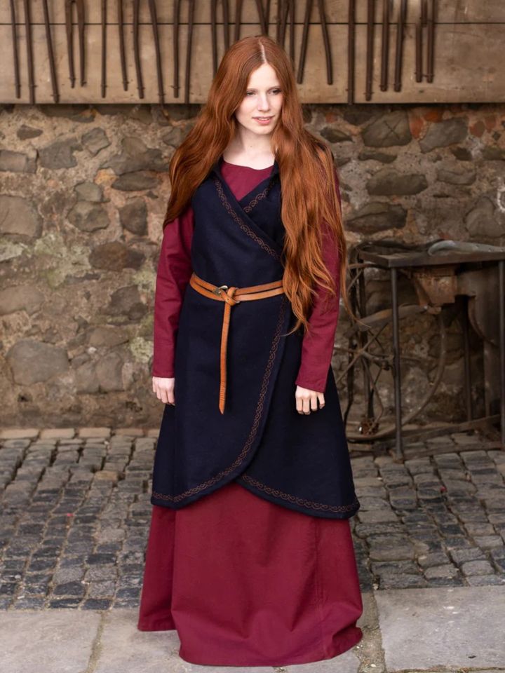 Wrap dress Myrana made of wool felt blue 3
