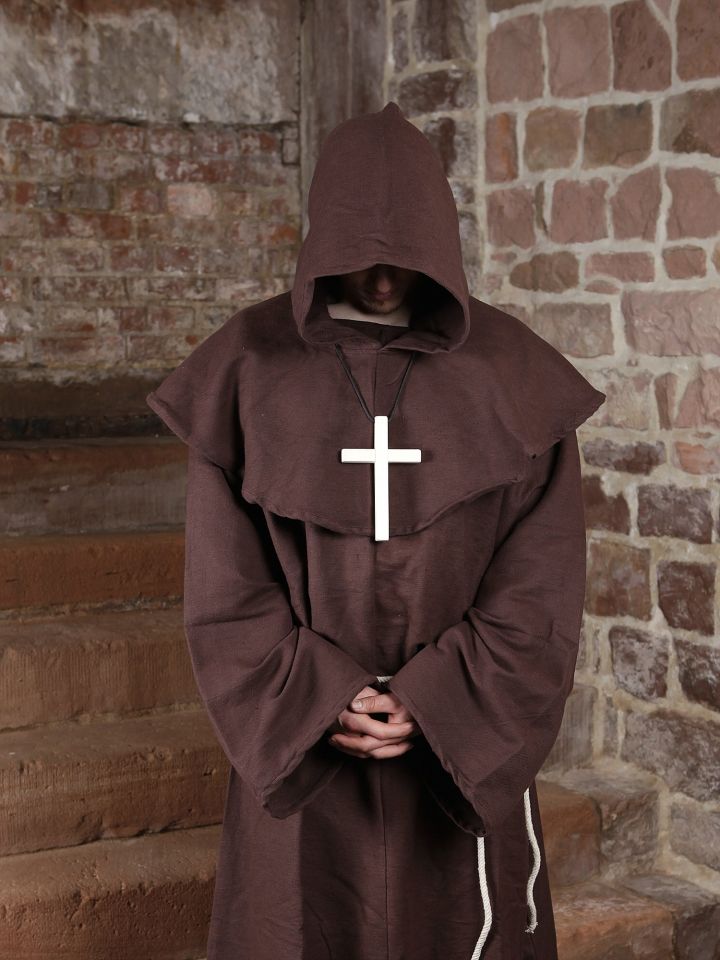 Monk's cowl (with hood and rope) brown 2