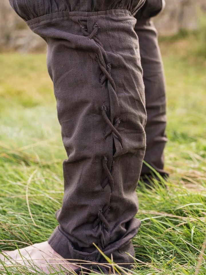 Brown trousers with leg lacing 3