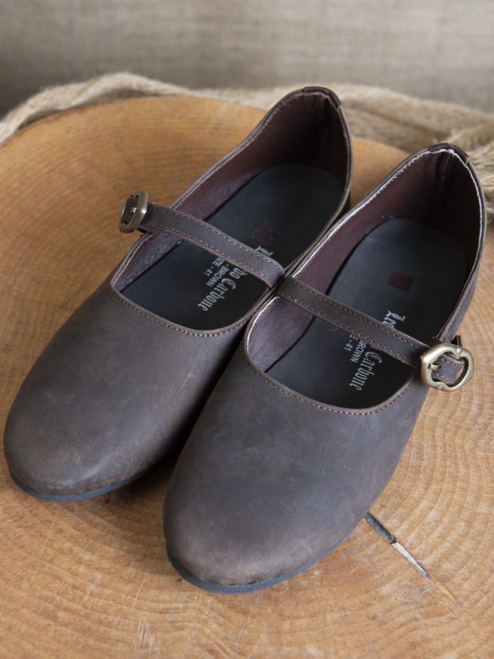 Rieke medieval shoes in brown nubuck leather 40 4