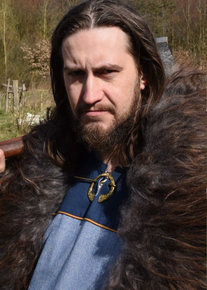 Viking tunic with herringbone pattern blue XL 4