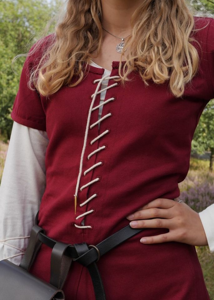 Short-sleeved cotehardie wine red S 4
