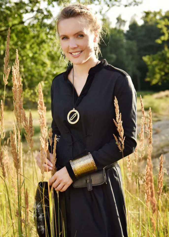 Medieval dress Meira with velvet details black M 4