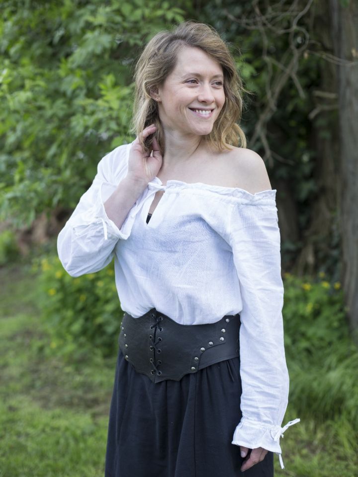 Wide leather bodice black M 4