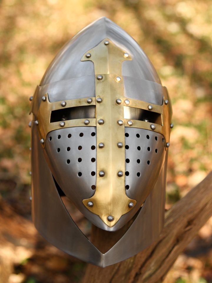 Pot helmet with hinged visor polished 4