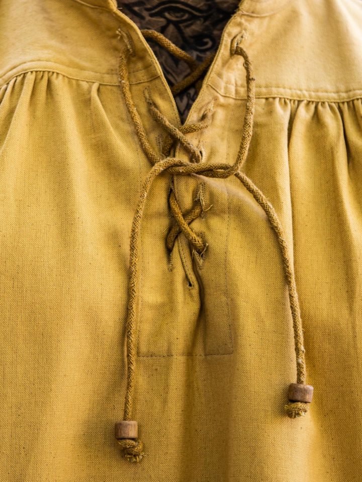 Medieval shirt made from thick honey brown fabric 4