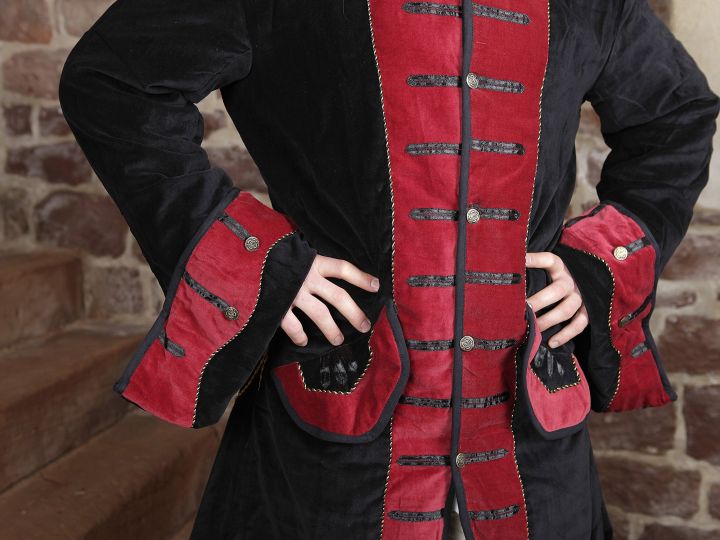 Velvet frock coat black-red 4