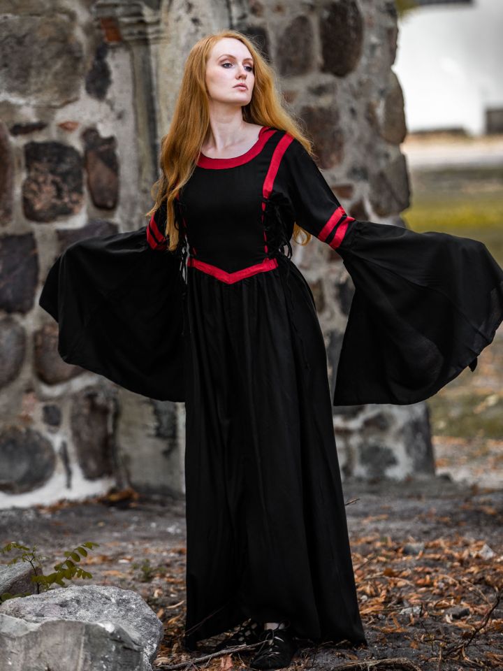 Viscose hooded dress black-red L 4