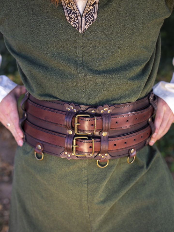 Elegant brown double belt S/M 4