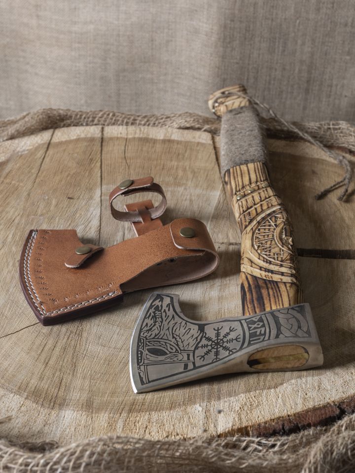 Viking axe Thor's hammer with carvings 4