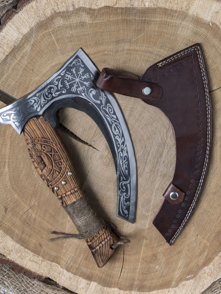 Large Viking pizza axe with decorations 4