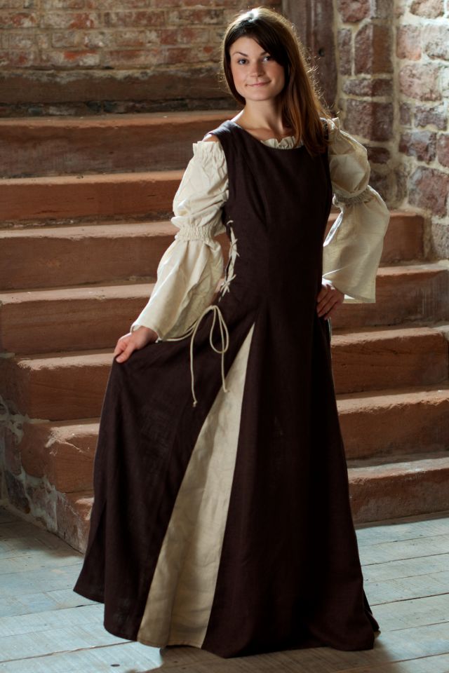 Sleeveless linen dress brown 4