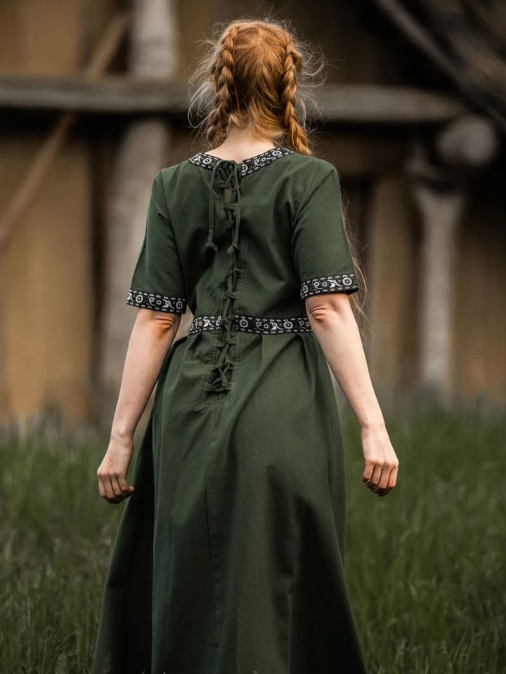 Short sleeve dress with border dark green XXL 4