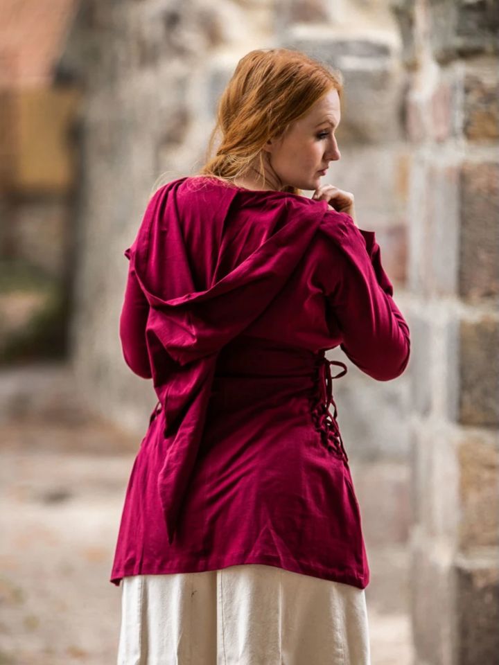 Blouse with pointed hood bordeaux red S 4