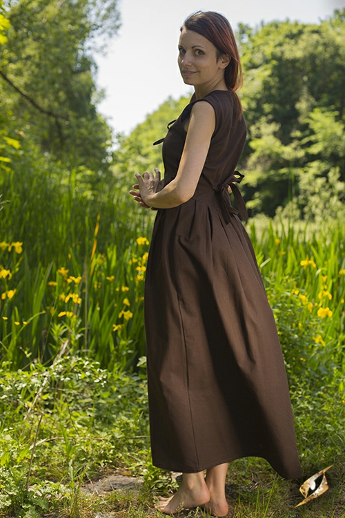 Simple lace-up dress dark brown 4
