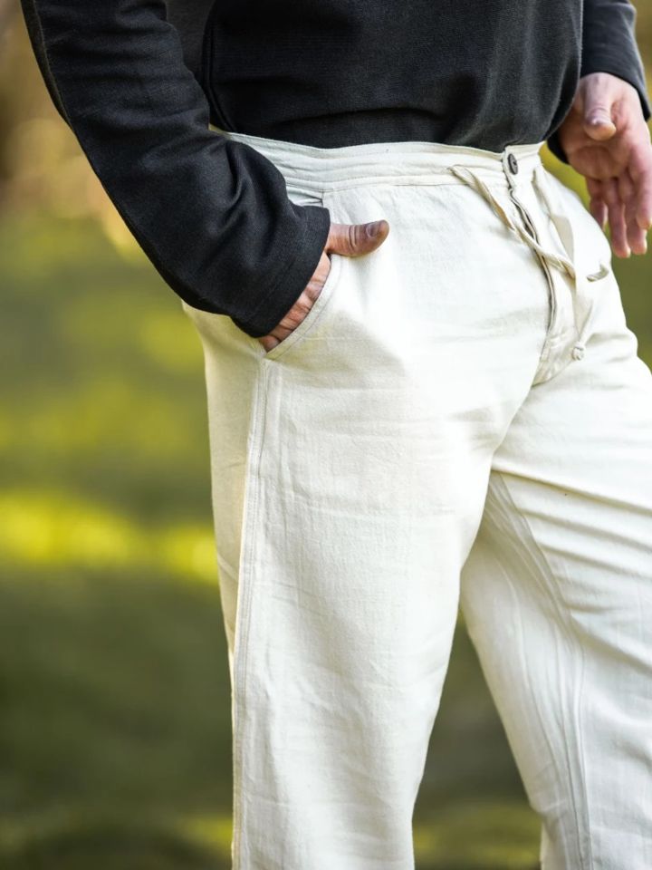Cotton pants with lacing natural S 4