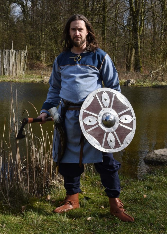 Viking tunic with herringbone pattern blue XL 5