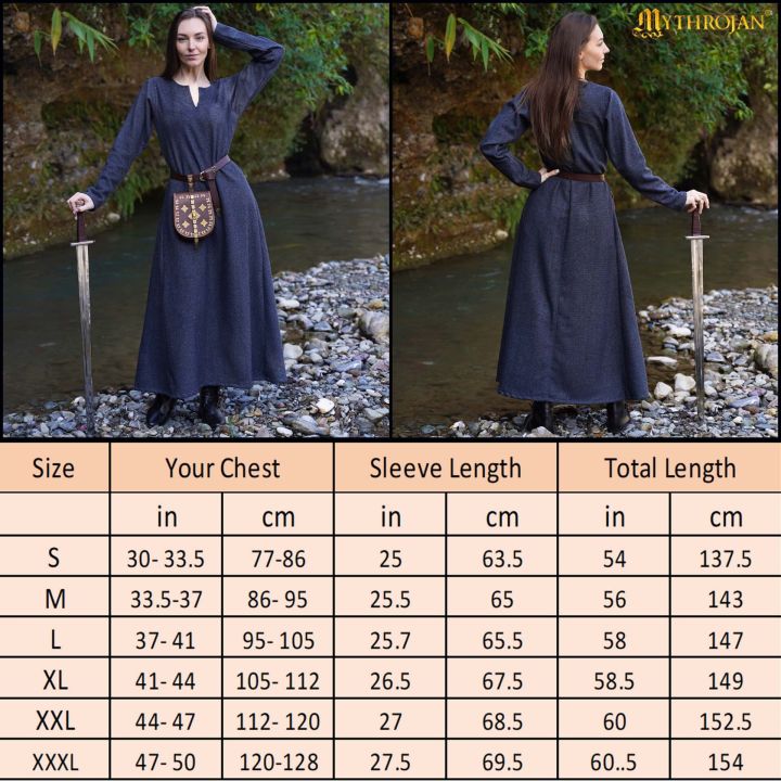 Viking wool dress Astrid blue 5