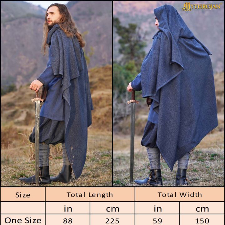 Viking cloak Alaric blue 5