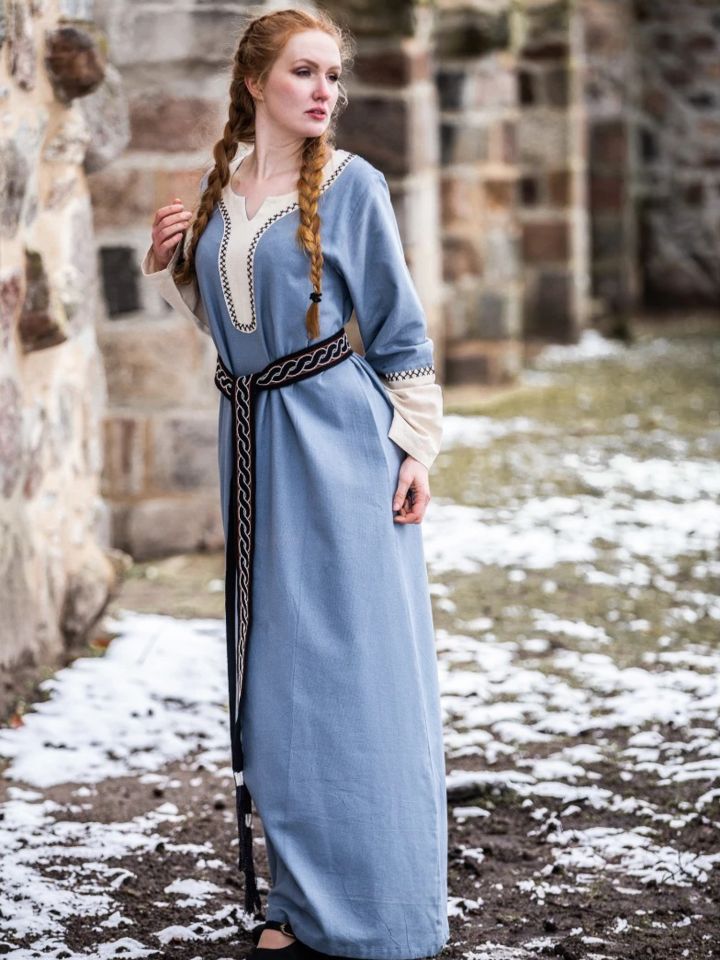 Viking dress Freya dove blue 5
