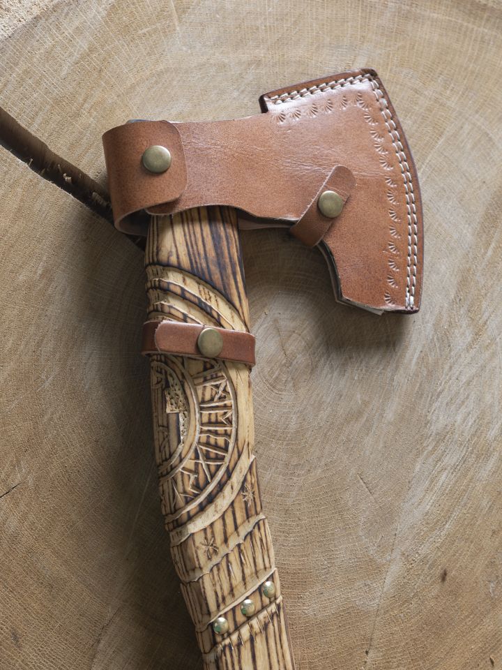 Viking axe Thor's hammer with carvings 5