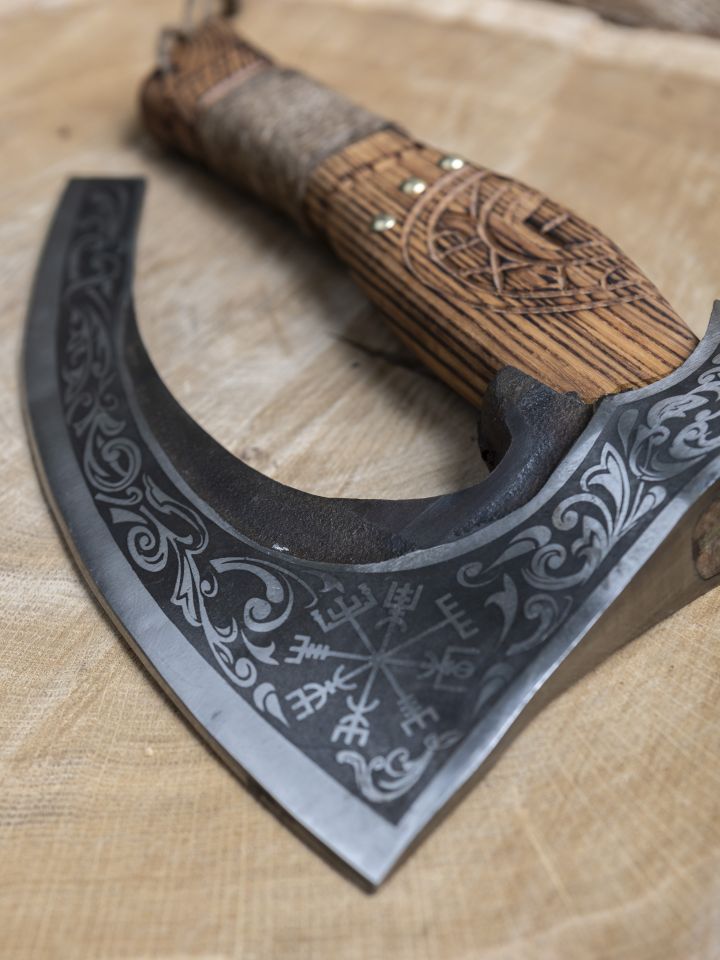 Large Viking pizza axe with decorations 5