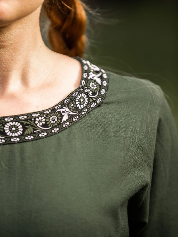 Short sleeve dress with border dark green XXL 5